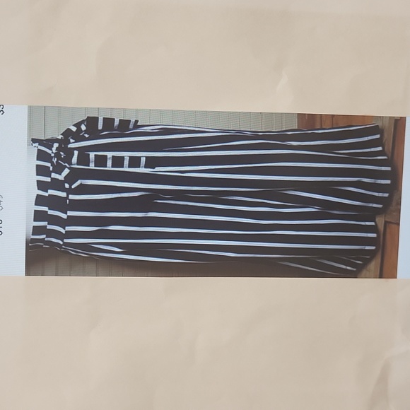 Pants - Navy & white striped waist tie pants M